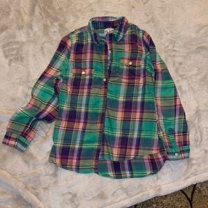 Flannel Old Navy plaid button down multi colored size Med‎